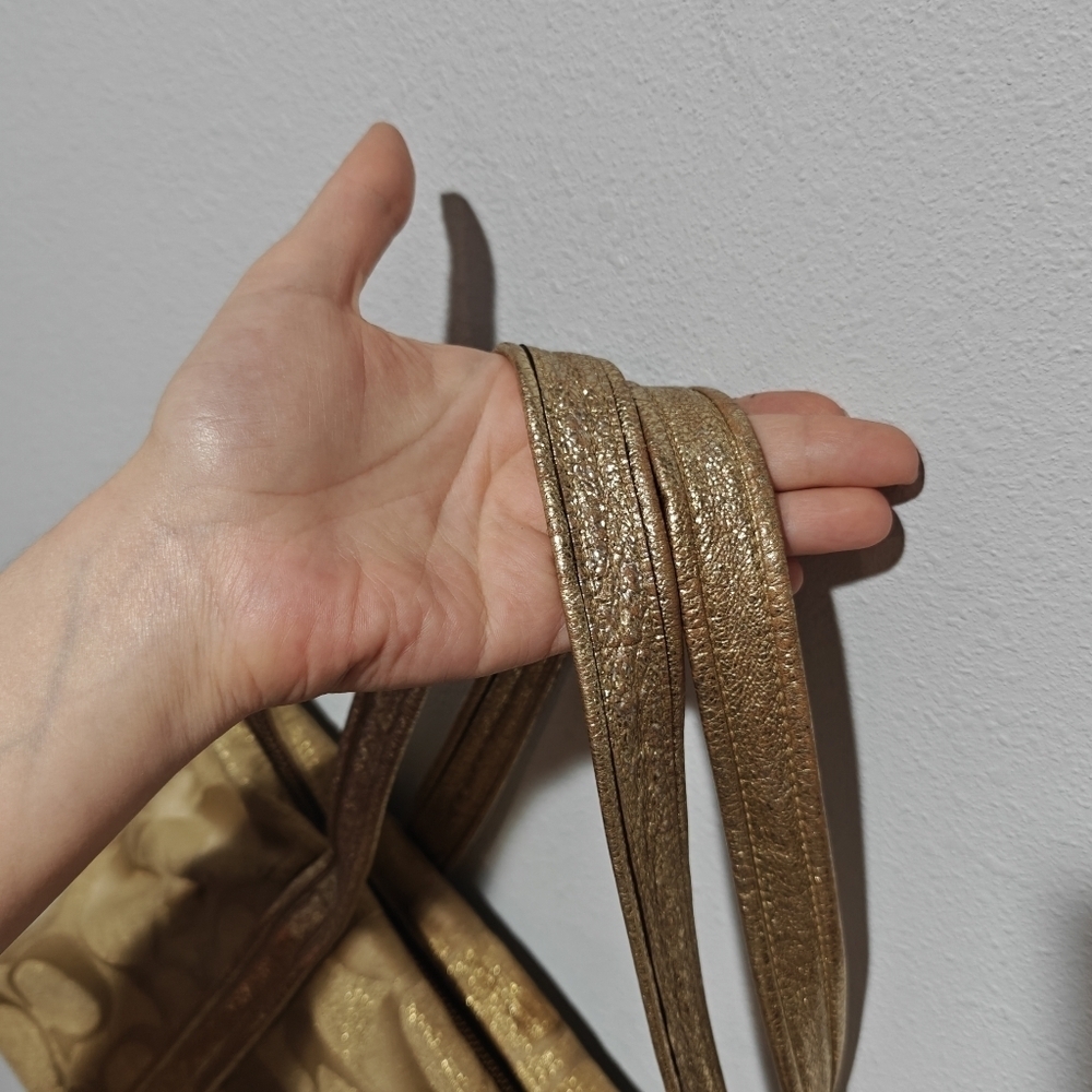 Vintage Y2K Coach Poppy Purse Tag Attached Tote Gold Signature Monogram Logo - Picture 10 of 16